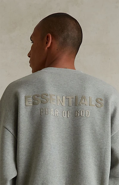 Fear of God ESSENTIALS Concrete Heather Classic Fleece Crew Neck Sweatshirt