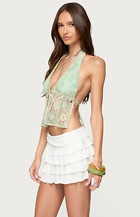 Edikted Lace Split Front Backless Top