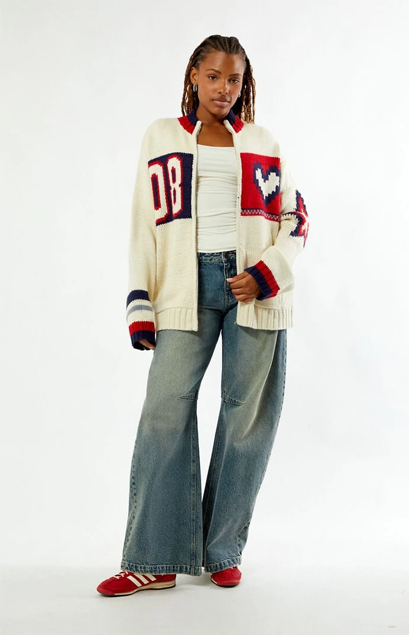 Daisy Street Beau Zip Up Oversized Cardigan