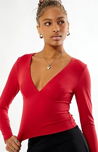 Your Favorite Gianna Plunge V-Neck Long Sleeve Top