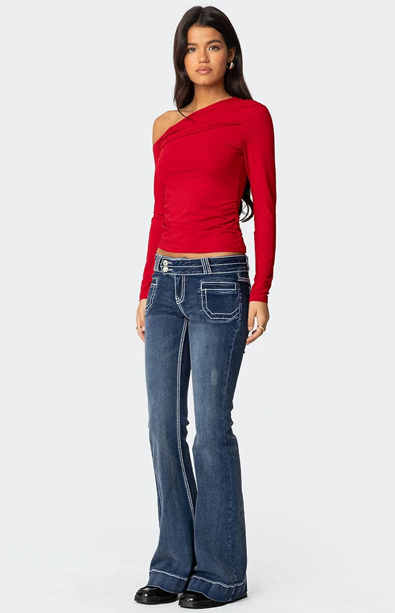 Edikted Ronnie Asymmetric Long Sleeve Top