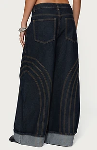 Edikted Cuffed Low Rise Wide Leg Jeans