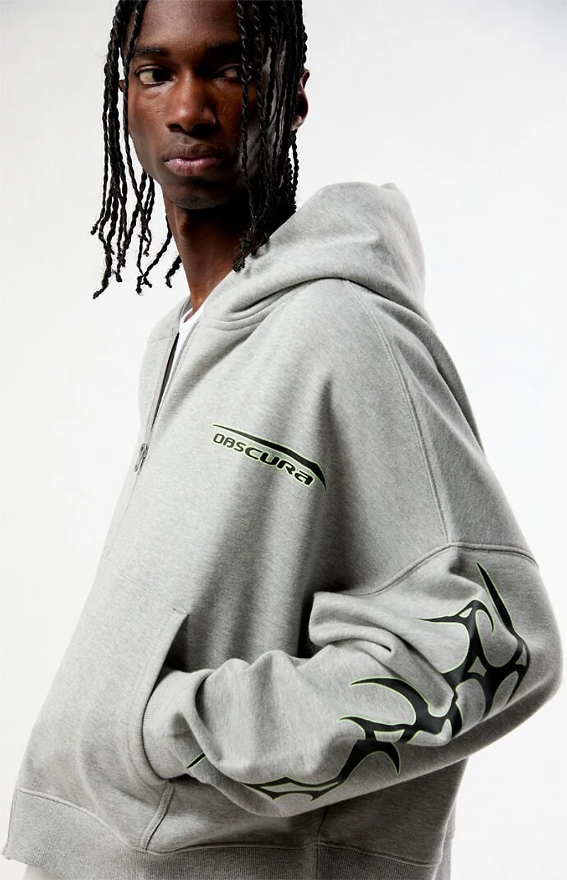 Pacsun Heather Gray Obscura Cropped Full Zip Hoodie