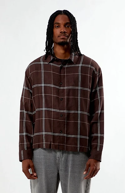 Pacsun Brown Long Sleeve Classic Flannel Shirt