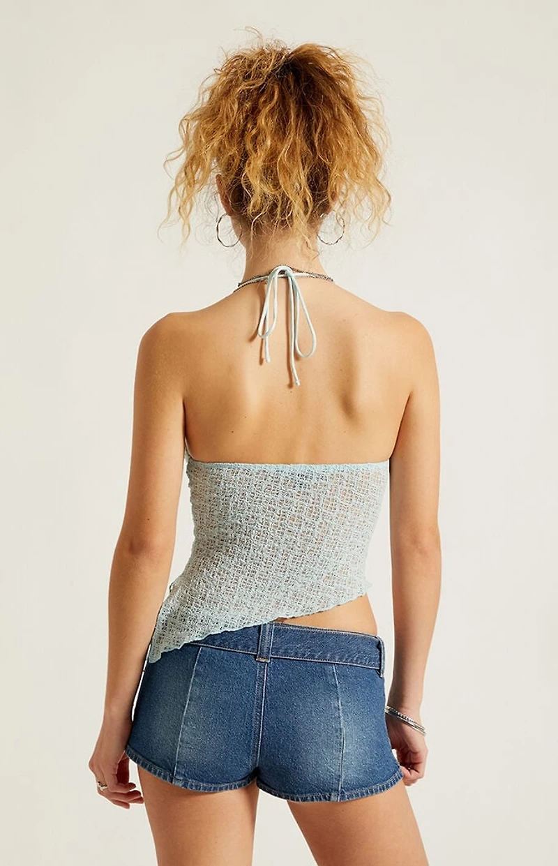 Third Charm Netted Asymmetrical Halter Top