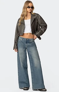 Edikted Washed Faux Leather Jacket