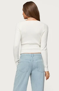 Edikted Maliah Ribbed Knit v Neck Top