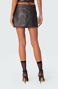 Edikted Ziva Faux Leather Mini Skirt