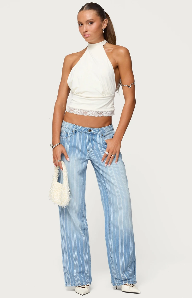 Edikted Tera Striped Low Rise Jeans