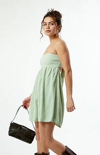 Your Favorite Tie Back Strapless Babydoll Mini Dress