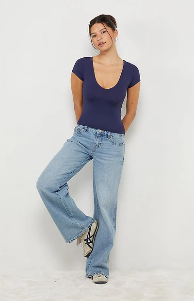 Your Favorite Lucy Deep V Short Sleeve Top