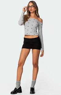 Edikted Ryna Bows and Dots Off Shoulder Top