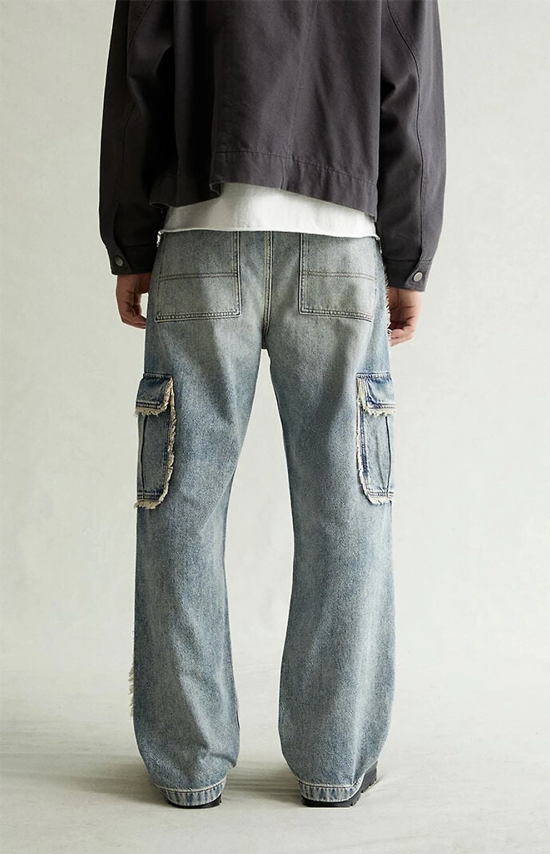 Pacsun Dylan Baggy Jeans Cargo Frayed Light Indigo