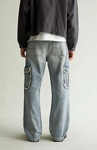 Pacsun Dylan Baggy Jeans Cargo Frayed Light Indigo