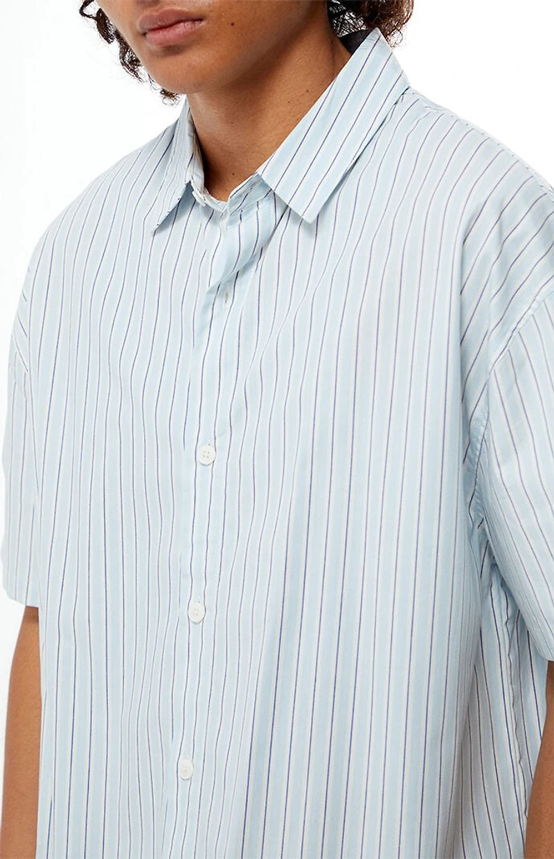 Pacsun Blue Striped Boxy Shirt
