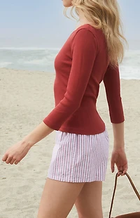 John Galt White & Red Keira Pajama Boxer Shorts