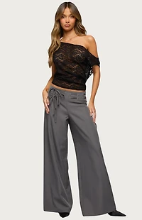 Edikted Kessa Sheer Lace Off Shoulder Top