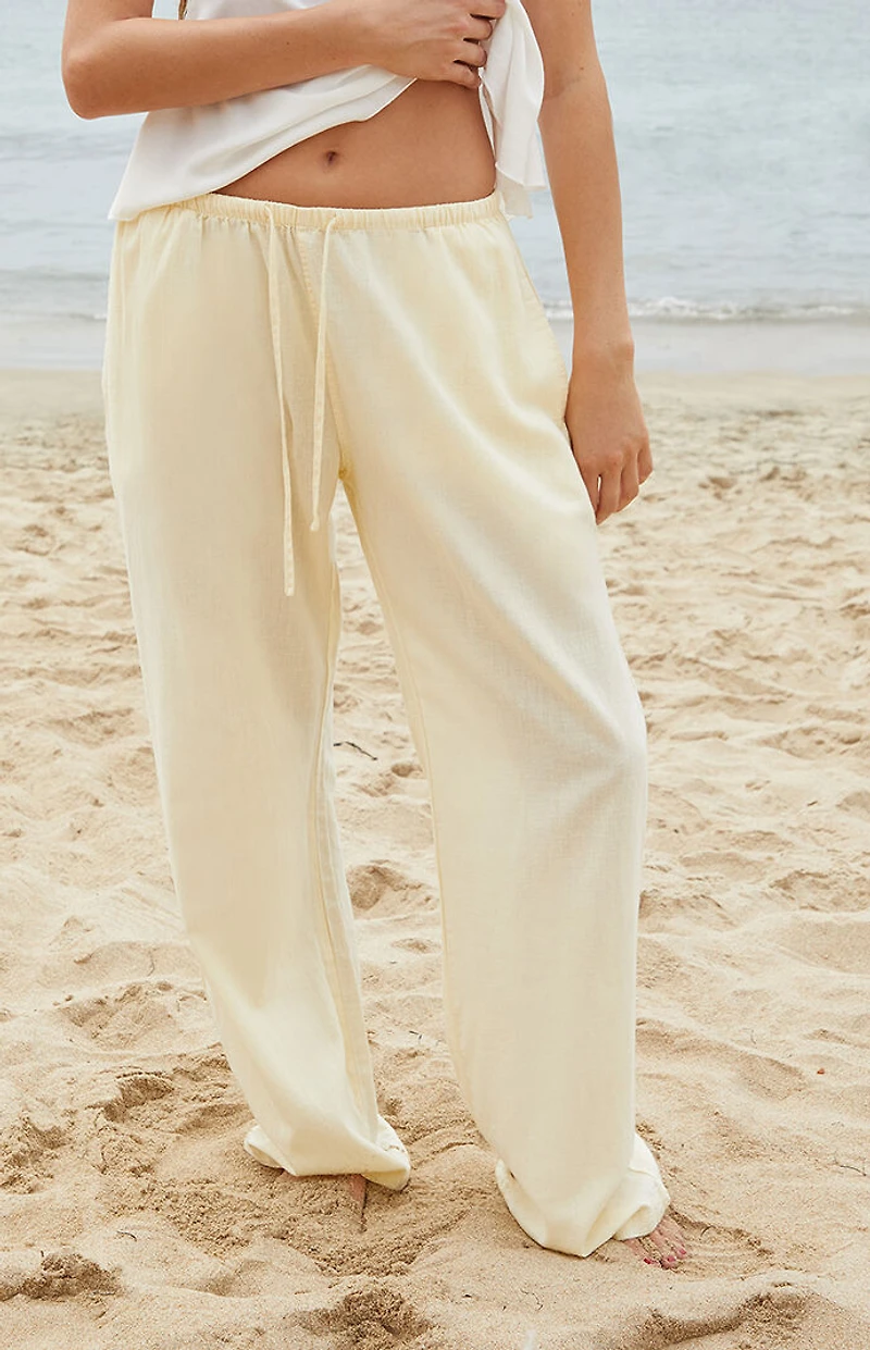 John Galt Yellow Anastasia Linen Baggy Lounge Pants