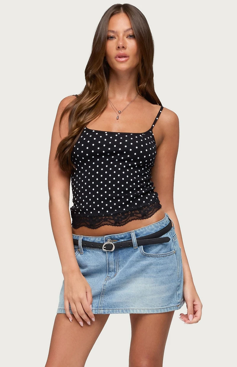Edikted Lyle Lace Polka Dot Top