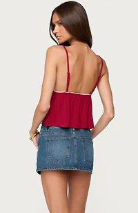 Edikted Kellyn Button Contrast Babydoll Top