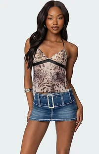 Edikted Ziena Leopard Printed Backless Top