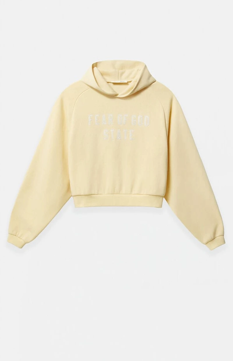 Fear of God ESSENTIALS Women's Garden Yellow Raglan Cropped Hoodie