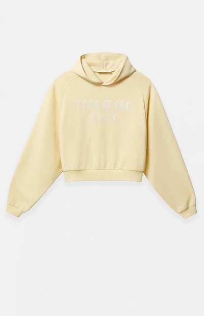 Fear of God ESSENTIALS Women's Garden Yellow Raglan Cropped Hoodie