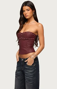 Edikted Izara Studded Faux Leather Corset
