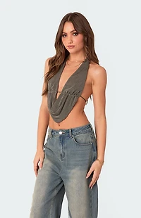Edikted Scoop Neck Open-Back Crop Top