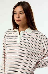 adidas Striped Long Sleeve Oversized Polo Shirt