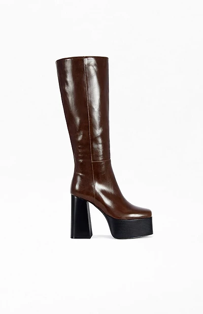 AZALEA WANG Women's Augustine Chocolate Platform Boots