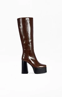 AZALEA WANG Women's Augustine Chocolate Platform Boots