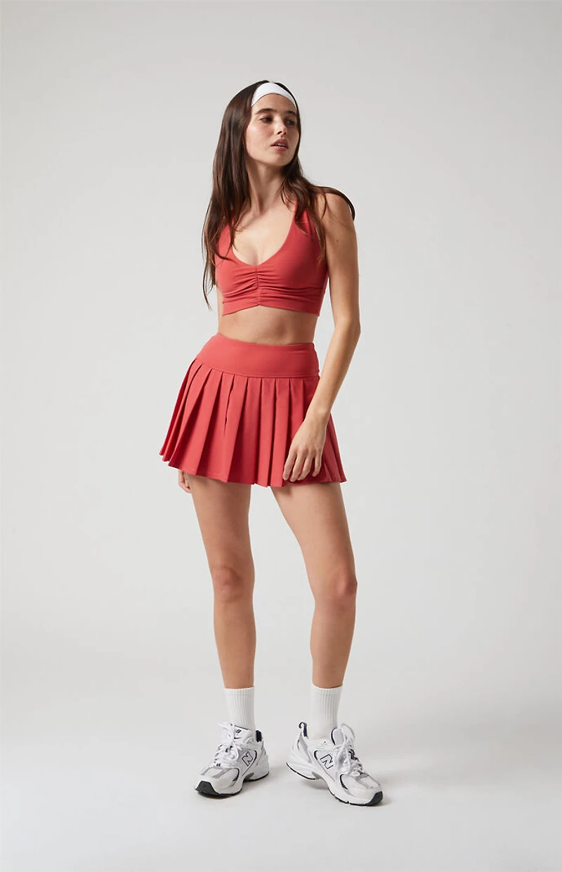 PAC 1980 WHISPER Active Red Dropped Waist Pleated Mini Skort