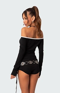 Edikted Captain Contrast Off Shoulder Top