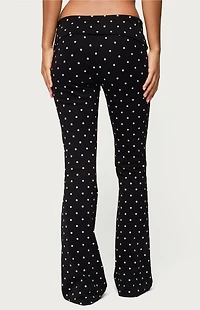 Edikted Daliya Polka Dot Fold Over Flared Leggings