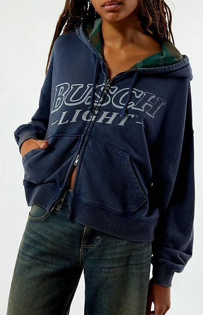 BUSCH LIGHT Bass Camo Zip Up Cropped Hoodie