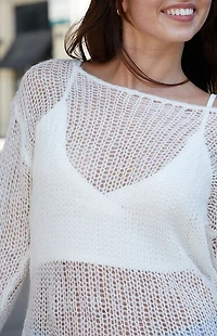 John Galt White Sheer Knit Sweater