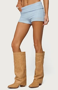 Edikted Iyara Textured Knit Foldoover Micro Shorts