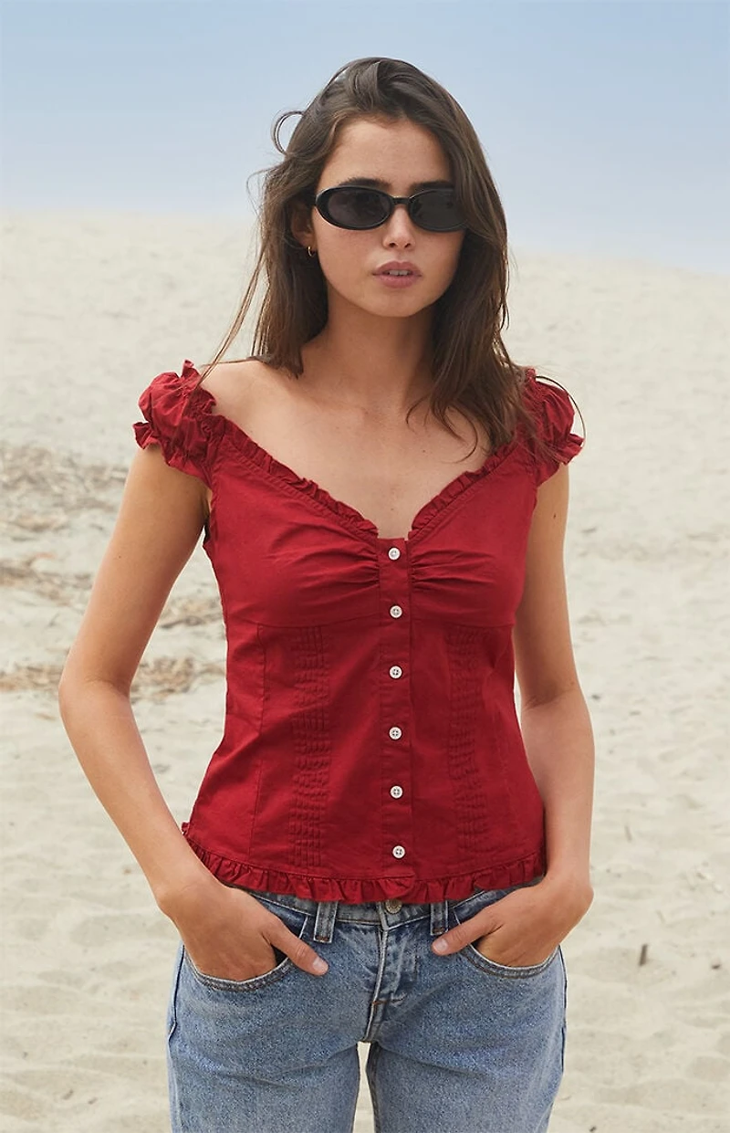 John Galt Red Elena Top