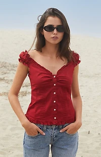 John Galt Red Elena Top