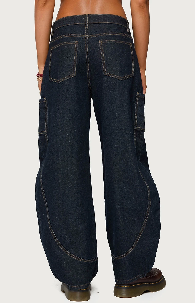 Edikted Aden Contrast Stitch Barrel Jeans