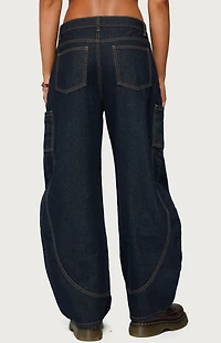 Edikted Aden Contrast Stitch Barrel Jeans