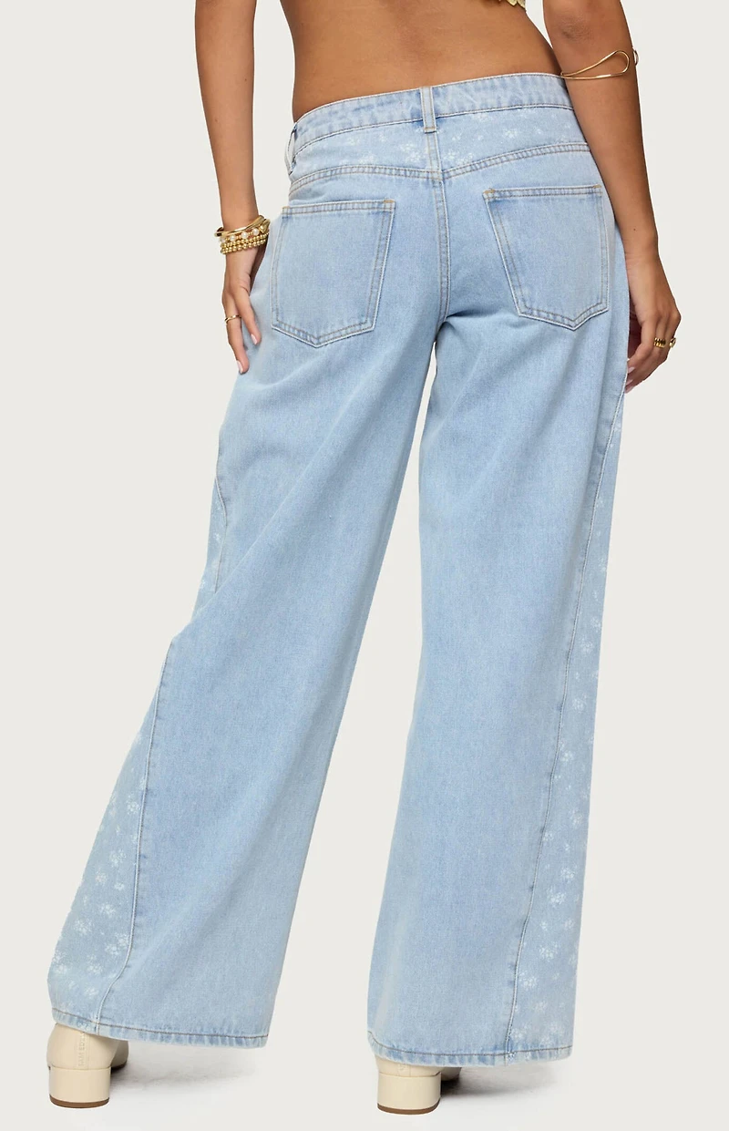 Edikted Floral Split Low Rise Jeans