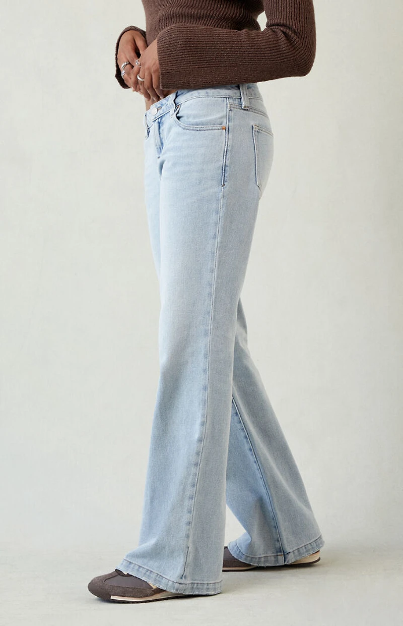 Pacsun Charlie Low Rise Baggy Bootcut Jeans Light Blue Wash