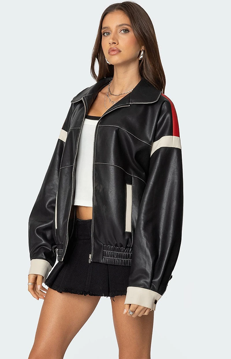 Edikted North Star Faux Leather Jacket