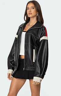 Edikted North Star Faux Leather Jacket