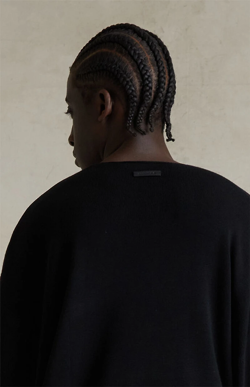 Fear of God ESSENTIALS Jet Black Merino Wool Crew Neck Sweater