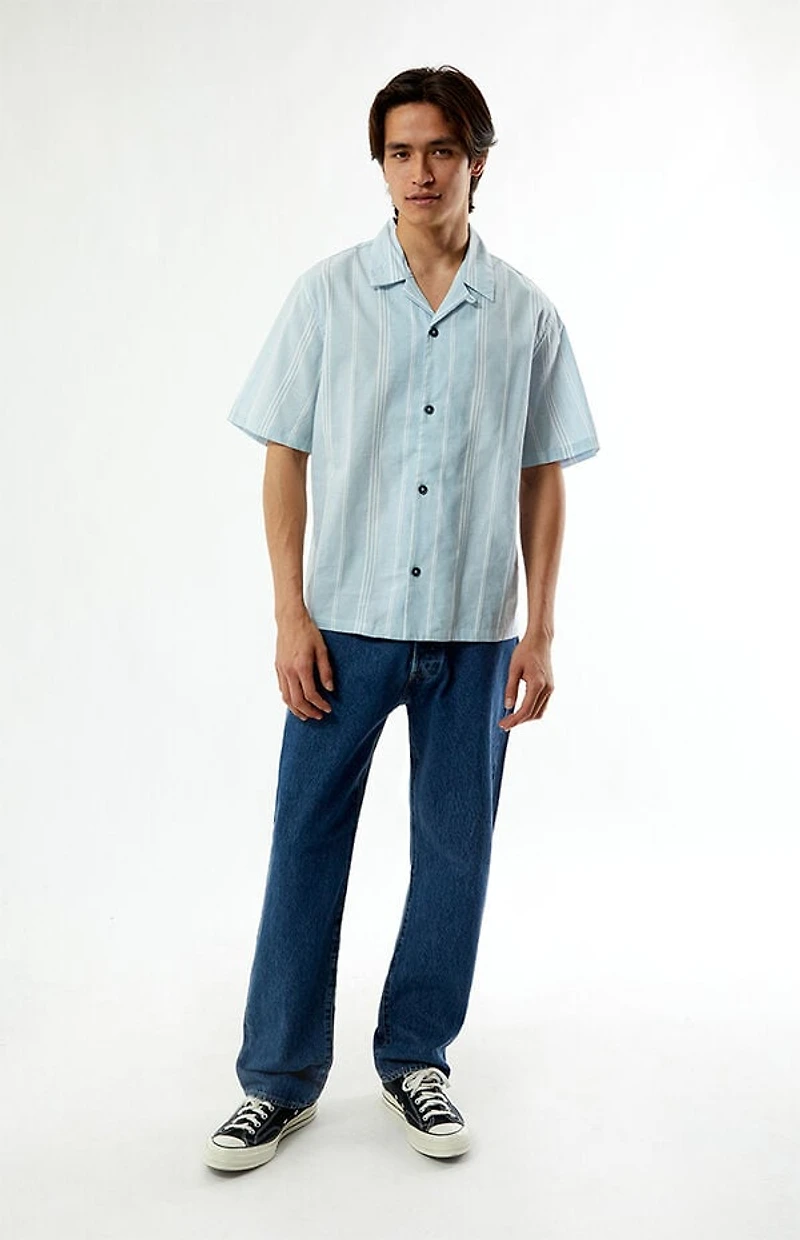 Pacsun Blue Striped Oversized Camp Shirt
