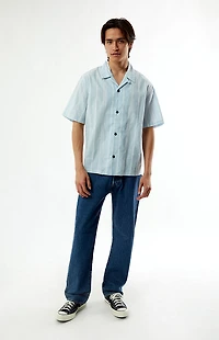 Pacsun Blue Striped Oversized Camp Shirt