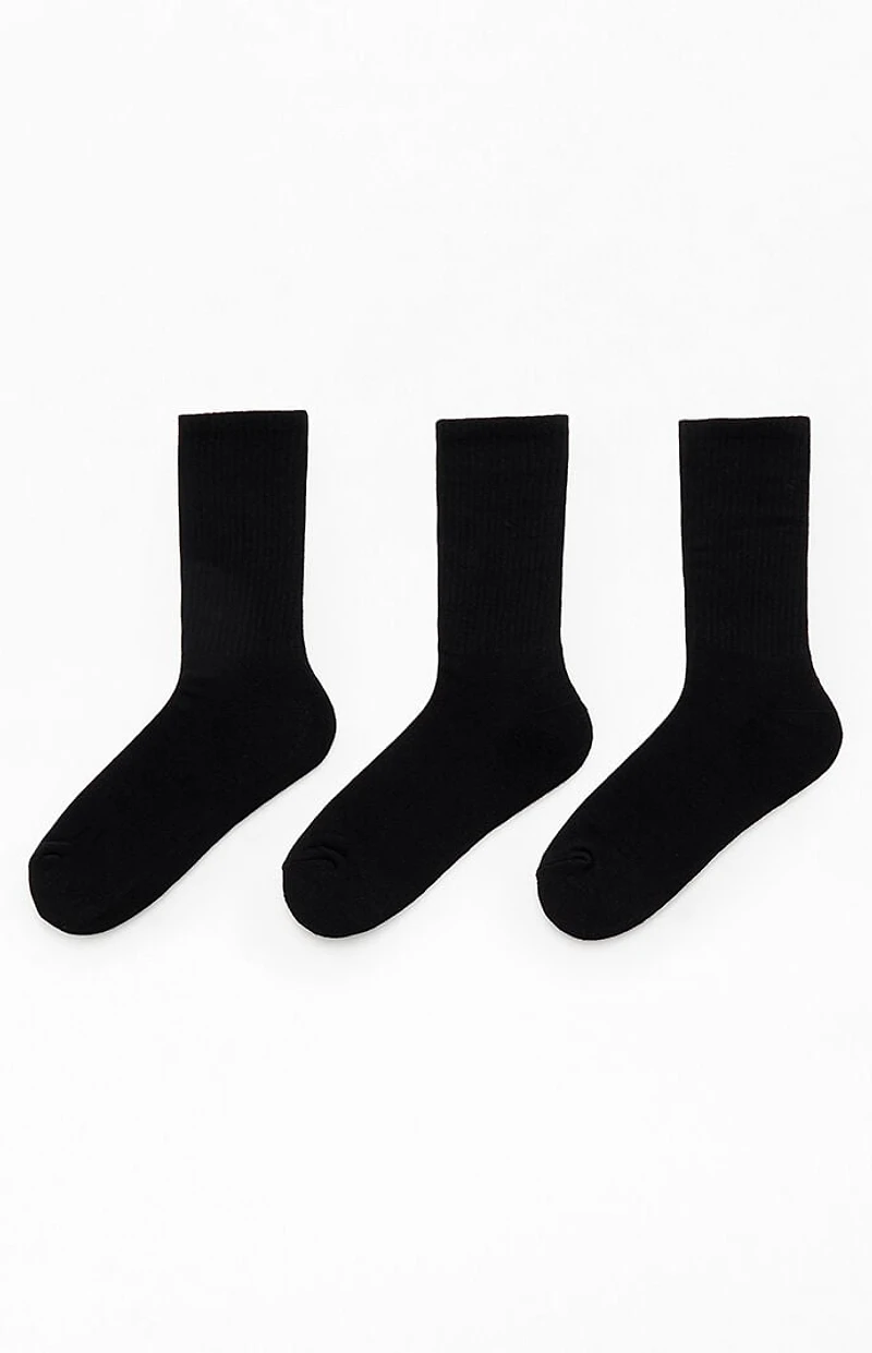 Pacsun 3 Pack Black Embroidered Basic Crew Socks